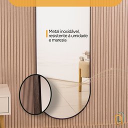 Espelho Grande Oval com Moldura em Metal Decorativo 115 X 50cm - 5