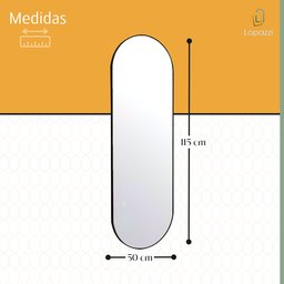 Espelho Grande Oval com Moldura em Metal Decorativo 115 X 50cm - 7