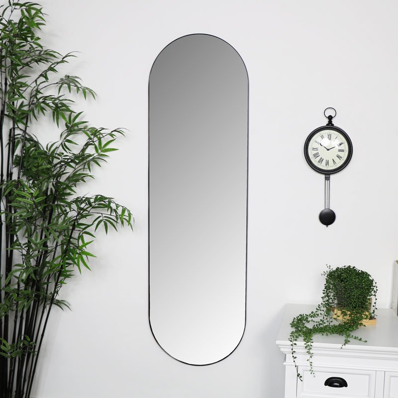 Espelho Oval com Moldura em Metal 115 x 50cm - Cores - Preto - 3