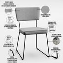 Ver imagem 4 de Cadeira Decorativa Estofada Para Sala De Jantar Base Em Aço Allana L02 Linho Cinza - Lyam Decor