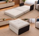 Ver imagem 5 de Puff Cama 3 em 1 Articulado Dobrável, Tamanho Solteiro Linho Champanhe