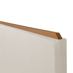 Cabeceira Cama Box King 1,93m Estofada Detalhe em Madeira Java Linho Crú - 3