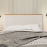 Cabeceira Cama Box King 1,93m Estofada Detalhe em Madeira Java Linho Crú - 1