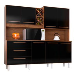 Armário Cozinha 7 Portas 3 Gavetas Natura Preto Ajax Zanzini - 2