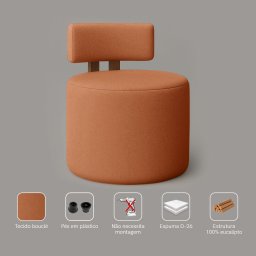Kit 02 Poltronas Sala Orgânica Almyra - Tecido Boucle - Terracota - 6