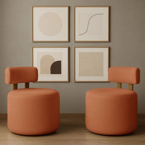 Kit 02 Poltronas Sala Orgânica Almyra - Tecido Boucle - Terracota