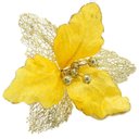 Ver imagem 2 de Kit 6 Flores com Cabo Artificial Decoração de Natal com Glitter 27cm