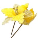 Ver imagem 1 de Kit 6 Flores com Cabo Artificial Decoração de Natal com Glitter 27cm