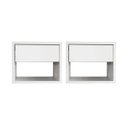 Ver imagem 2 de Kit 02 Mesas de Cabeceira Suspensa em Mdf 01 Gaveta Branco Moveara
