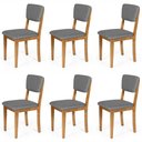 Ver imagem 1 de Kit 6 Cadeiras de Jantar Madeira Maciça Estofadas Ella Cinza Escuro - Straub Web