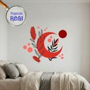 Ver imagem 2 de Adesivo Floral Boho Vermelho Estilo Nórdico 110x94 Minimalista Mod.05