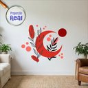 Ver imagem 1 de Adesivo Floral Boho Vermelho Estilo Nórdico 110x94 Minimalista Mod.05
