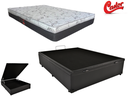 Ver imagem 1 de Cama box baú viúva corino preto + colchão castor premium tecnopedic 120x203