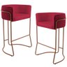 Kit 02 Banquetas Decorativas Fixa Base de Aço Cobre Betina D02 Veludo Vermelho B-173 - Lyam Decor - 1