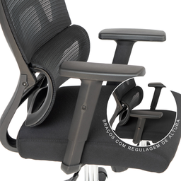 Cadeira de Escritório Presidente Ergonômica Tela Mash Reclinável Nr17 - Preta - 5 Cadeira de Escritório Presidente Ergonômica Tela Mash Reclinável Nr17 - Preta - 5