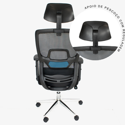 Cadeira de Escritório Presidente Ergonômica Tela Mash Reclinável Nr17 - Preta - 6 Cadeira de Escritório Presidente Ergonômica Tela Mash Reclinável Nr17 - Preta - 6