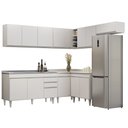 Ver imagem 1 de Armário de Cozinha Modulado de Canto 7 Peças Cp24 com Pia Inox Branco - Lumil Lumil Móveis