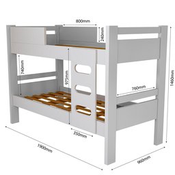 Cama Beliche Solteiro Mdf com Proteção Lateral e Escada:branca - 5