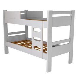 Cama Beliche Solteiro Mdf com Proteção Lateral e Escada:branca - 4