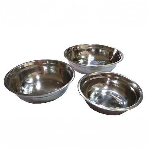 Kit Bacia Tigela Saladeira em Inox com 3 Peças Docesar