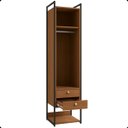 Ver imagem 5 de Armário Roupeiro Slim 48cm Cabideiro 2 Gavetas 1 Porta Canela/preto Fosco