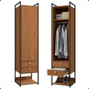 Ver imagem 4 de Armário Roupeiro Slim 48cm Cabideiro 2 Gavetas 1 Porta Canela/preto Fosco