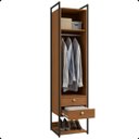 Ver imagem 6 de Armário Roupeiro Slim 48cm Cabideiro 2 Gavetas 1 Porta Canela/preto Fosco
