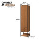 Ver imagem 2 de Armário Roupeiro Slim 48cm Cabideiro 2 Gavetas 1 Porta Canela/preto Fosco