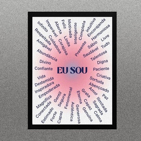 Quadro Lei da Atração - Afirmações Eu Sou 24x18cm:madeira Branca