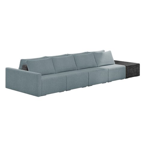 Sofá Ilha 4 Lugares Living 472cm Modulado Sala Lary Bouclê Azul/pu Pto K01 - D'Rossi