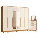 Ver imagem 1 de Guarda Roupa Casal Mercure com Espelho 6 Portas e Cômoda New Veneza 05 Gavetas com Espelho Cinamomo