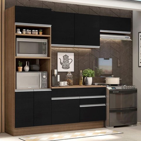 Armário de Cozinha 270cm Rustic/preto 14 Rustic/preto