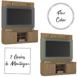 Home Painel Torino Sala para Tv 70 Polegadas com 2 Portas Canelato+3d/grafite/green - 5
