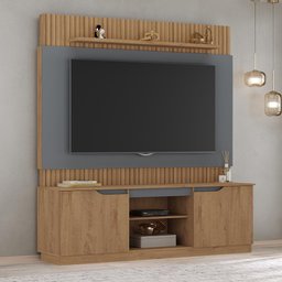 Home Painel Torino Sala para Tv 70 Polegadas com 2 Portas Canelato+3d/grafite/green - 3