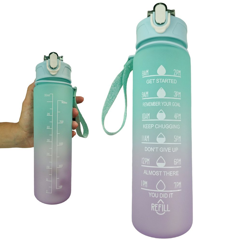 Garrafa Horario Motivacional 900ml Academia Esporte Treino Caminhada Passeio Trabalho Frase Squeeze 