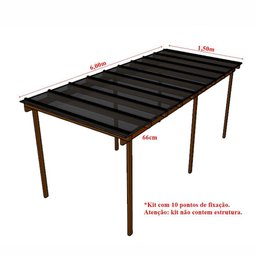 Kit Policarbonato Fume 6mm 6,00m X 1,50m - Perfis Naturais - 5
