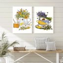 Ver imagem 1 de Kit 2 Quadros Decorativos Chá com Mel 33x24cm - com Vidro:madeira Branca