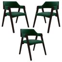 Ver imagem 1 de Kit 3 Cadeiras Sala de Jantar e Jogos Carteados Madeira Maciça Poker Veludo Verde/tabaco G42 - Gran