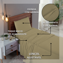 Ver imagem 5 de Kit Roupa Cama Solteiro 100% Algodão 3 Peças Percal 300 Fios Hotel Pousada:avela