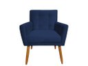 Ver imagem 3 de Kit Namoradeira + 2 Poltronas Decorativa Onix Suede Azul Marinho Pés Madeira Ms Decor
