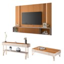Ver imagem 1 de Conjunto Home C/led, Aparador e Mesa de Centro Rennes Mdf/mdp Cinamomo/off White G26 - Gran Belo