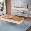 Ver imagem 3 de Conjunto Home C/led, Aparador e Mesa de Centro Rennes Mdf/mdp Cinamomo/off White G26 - Gran Belo