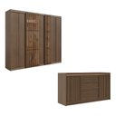 Ver imagem 2 de Kit Guarda Roupas 7 Portas com LED e Cômoda Seringal CabeCasa MadeiraOriginals Marrom/Nogal