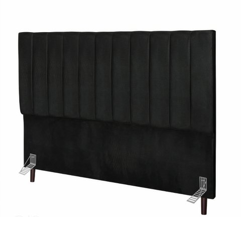 Cabeceira Estofada Cama Box Solteiro 90 Cm Catarina Suede e Frame:preto