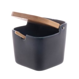 Saleiro Cerâmica Colher e Tampa de Bambu 10,5cm de Servir - 3