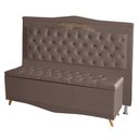 Ver imagem 1 de Kit de Cabeceira de Cama Box e Calçadeira Baú Barcelona Casal 140 Cm Retro Capitonê Suede Rosê