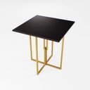 Ver imagem 1 de Mesa Quadrada Industrial 70cm Dourada Tampo Madeira Preto Don Castro Decor Industrial Premium