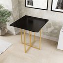 Ver imagem 2 de Mesa Quadrada Industrial 70cm Dourada Tampo Madeira Preto Don Castro Decor Industrial Premium