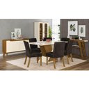Ver imagem 1 de Conjunto Mesa de Jantar C/6 Cadeiras, Aparador e Buffet -Nature/Off White/Marrom