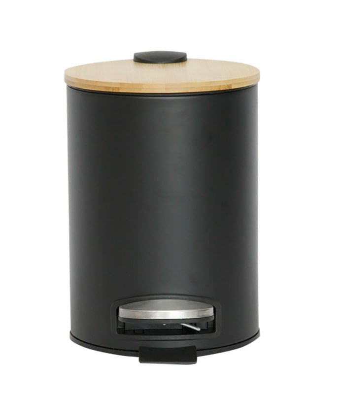 Lixeira Pedal Bambu Preto Mimo Alx23283 | MadeiraMadeira